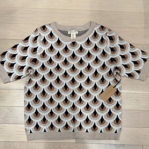 Christian Siriano Kids Patterned Sweater in Brown and Black